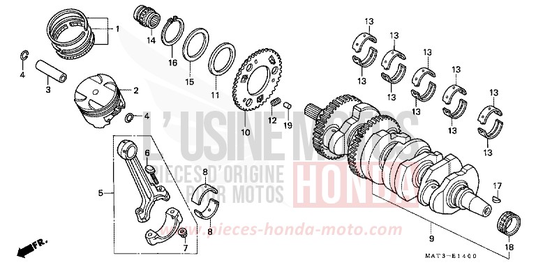 KURBELWELLE/KOLBEN von Super Blackbird TITANIUM METALLIC (YR183) von 1997